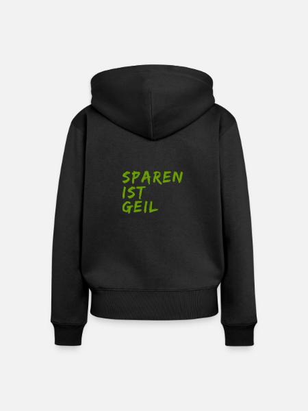Sparen ist geil - Frauen Premium Bio Zip Hoodie - Schwarz