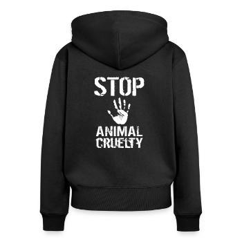 Stop Animal Cruelty Animal Protection Environment Climate Protection - Women's Premium Organic Zip Hoodie - black - Back - Julia (174cm)