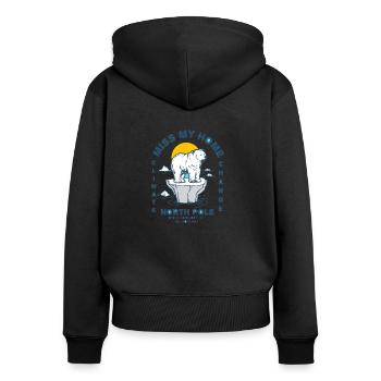 Eisbear Arctique changement climatique Pôle Nord fonte des glaces - Sweat à capuche zippé Premium bio Femme - noir - Dos - Julia (174cm)
