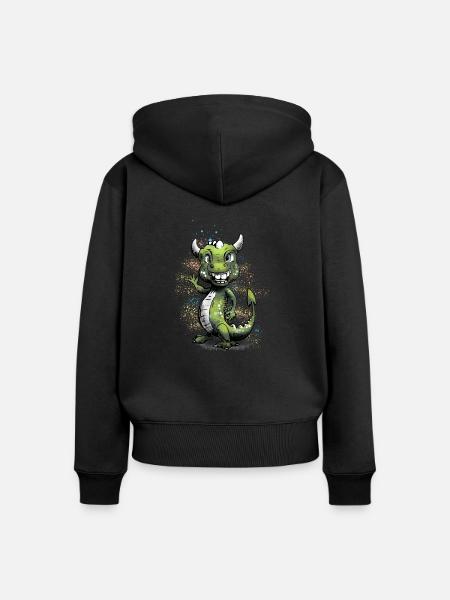 Farbiger Drache - Frauen Premium Bio Zip Hoodie - Schwarz