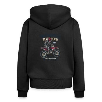 Motocross Retro Motorcross Vintage Vélomoteur - Sweat à capuche zippé Premium bio Femme - noir - Dos - Julia (174cm)