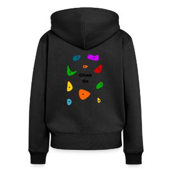climb on climbing wall - Women's Premium Organic Zip Hoodie - black - Back - Julia (174cm)