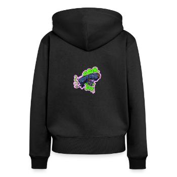 Alien Kush - Frauen Premium Bio Zip Hoodie - Schwarz - Hinten - Julia (174cm)