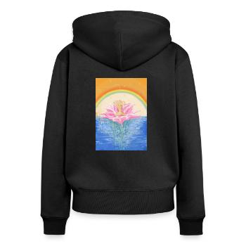 Lotos Chakras Méditation - Sweat à capuche zippé Premium bio Femme - noir - Dos - Julia (174cm)