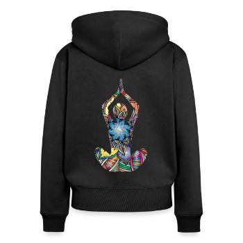 Yoga Meditation Yogini Mandala Namste Om Zen - Frauen Premium Bio Zip Hoodie - Schwarz - Hinten - Julia (174cm)