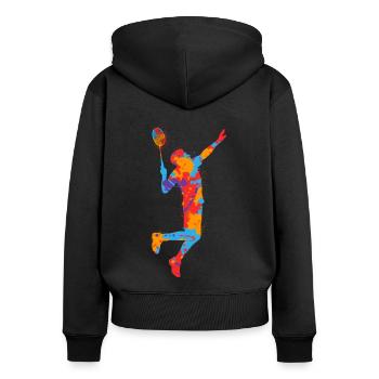 Badminton Coloré Badminton Joueur Badminton Enfants - Sweat à capuche zippé Premium bio Femme - noir - Dos - Julia (174cm)
