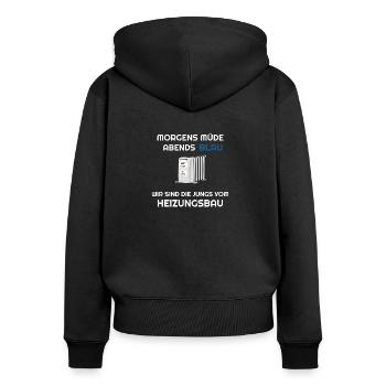 Heizungsbau - Frauen Premium Bio Zip Hoodie - Schwarz - Hinten - Julia (174cm)