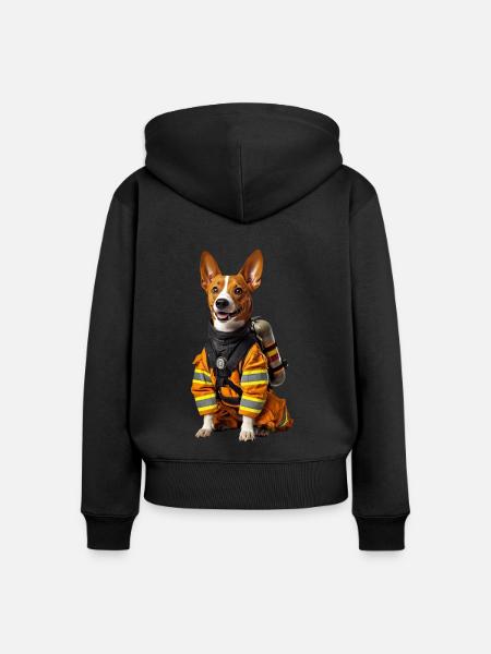 Basenji - Frauen Premium Bio Zip Hoodie - Schwarz