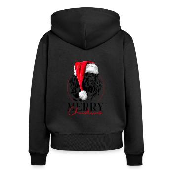 Santa Kleiner Münsterländer Merry Christmas Hunde - Frauen Premium Bio Zip Hoodie - Schwarz - Hinten - Julia (174cm)