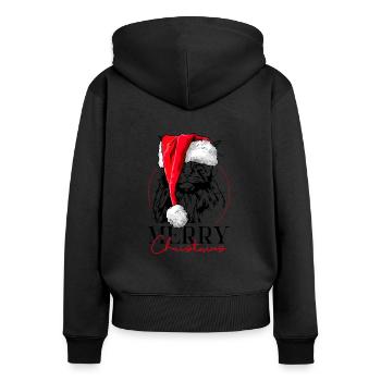 Père Noël Maine Coon Joyeux Noël Chat Wilsigns - Sweat à capuche zippé Premium bio Femme - noir - Dos - Julia (174cm)