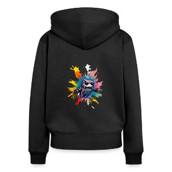 Böser Roboter Serie 008 - Frauen Premium Bio Zip Hoodie - Schwarz - Hinten - Julia (174cm)
