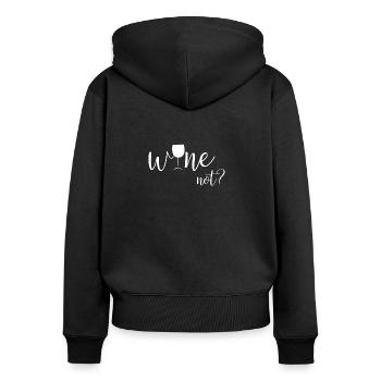 wine not? - by flavino - Frauen Premium Bio Zip Hoodie - Schwarz - Hinten - Julia (174cm)