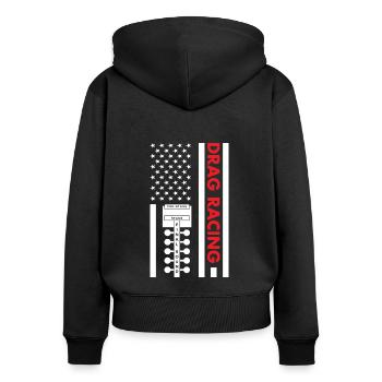 Sport Us Flag Drag Racing - Frauen Premium Bio Zip Hoodie - Schwarz - Hinten - Julia (174cm)