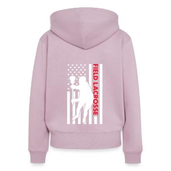 Sport Us Flag Field Lacrosse - Women's Premium Organic Zip Hoodie - dusky pink - Back - Julia (174cm)