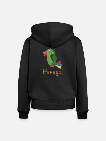 Papagei – Buntes Tiermotiv 🦜🌈 - Frauen Premium Bio Zip Hoodie - Schwarz