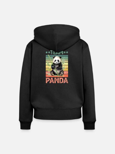 Panda Pandabär - Frauen Premium Bio Zip Hoodie - Schwarz
