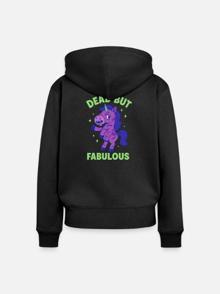 Buntes Einhorn mit Spruch - Frauen Premium Bio Zip Hoodie - Schwarz