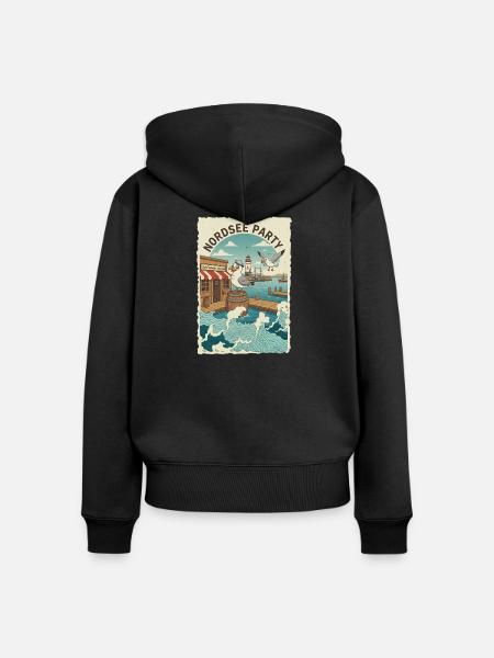Nordsee Party - Frauen Premium Bio Zip Hoodie - Schwarz