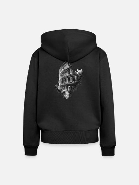 Ätherisches schwarz-weißes Kolosseum - Frauen Premium Bio Zip Hoodie - Schwarz