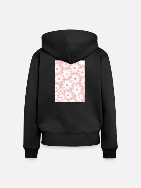 Rosa Gänseblümchen - Frauen Premium Bio Zip Hoodie - Schwarz