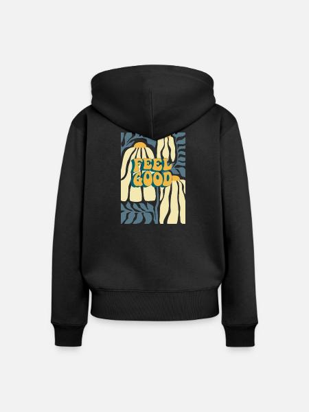 Feel Good Herbstpumpkin Muster - Frauen Premium Bio Zip Hoodie - Schwarz