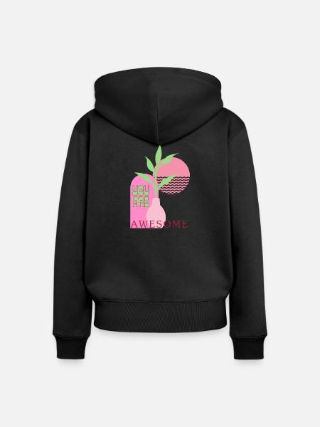 You are awesome - Frauen Premium Bio Zip Hoodie - Schwarz