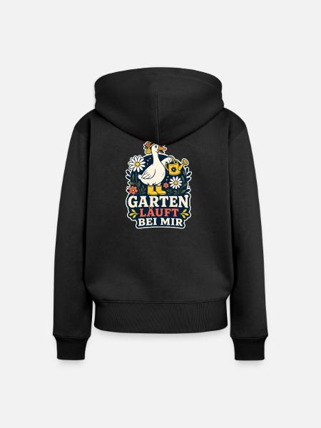 Garten läuft bei mir – Garten-Gans - Frauen Premium Bio Zip Hoodie - Schwarz