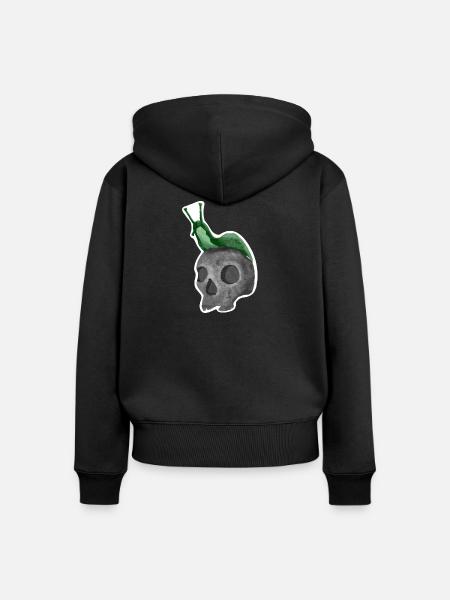 Schädel mit Schnecke - Frauen Premium Bio Zip Hoodie - Schwarz