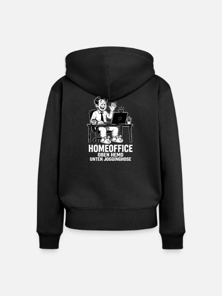Homeoffice-Style – Oben Hemd unten Jogginghose - Frauen Premium Bio Zip Hoodie - Schwarz