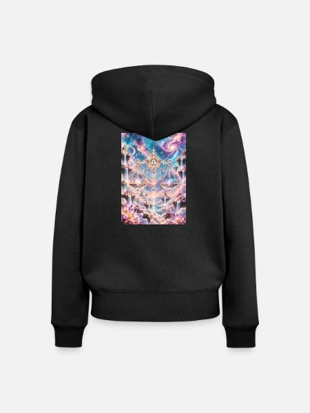 Himmelswaage im Sternenreich - Frauen Premium Bio Zip Hoodie - Schwarz