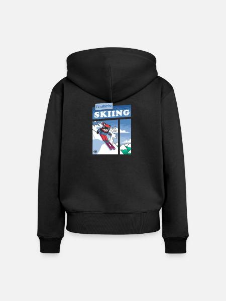 Tuxedo Cat Abfahrtsski-Comic - Frauen Premium Bio Zip Hoodie - Schwarz