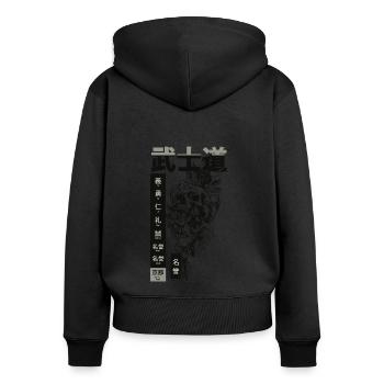Japanischer Art Style Totenkopf - Frauen Premium Bio Zip Hoodie - Schwarz - Hinten - Julia (174cm)