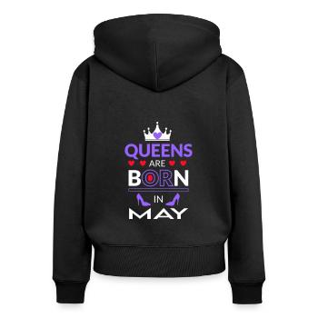 Birthday Queen born in May - Frauen Premium Bio Zip Hoodie - Schwarz - Hinten - Julia (174cm)