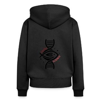 Science & Faith - DNA & Fisch. - Frauen Premium Bio Zip Hoodie - Schwarz - Hinten - Julia (174cm)