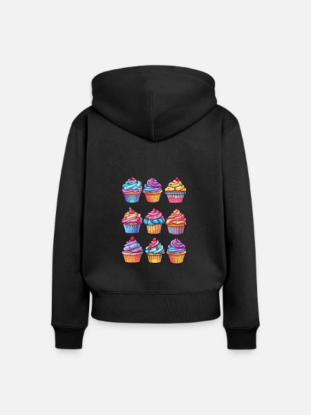 Cupcake - Frauen Premium Bio Zip Hoodie - Schwarz