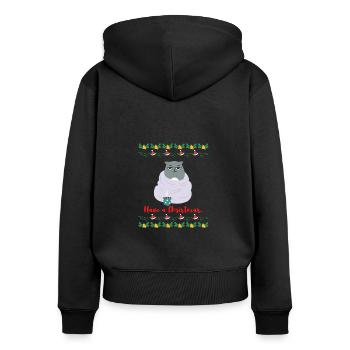 Have a Christmas - Grumpy - Frauen Premium Bio Zip Hoodie - Schwarz - Hinten - Julia (174cm)
