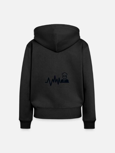 cook heartbeat - Frauen Premium Bio Zip Hoodie - Schwarz