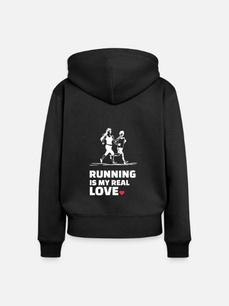 Ich Liebe Rennen - Frauen Premium Bio Zip Hoodie - Schwarz