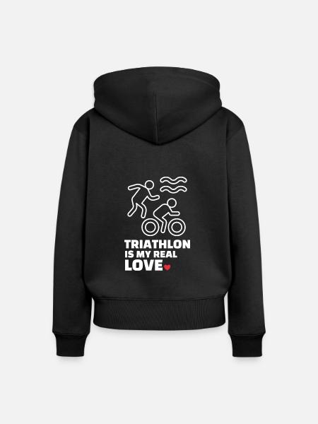 Ich Liebe Triathlon - Frauen Premium Bio Zip Hoodie - Schwarz