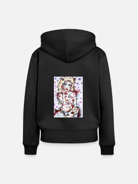 Telefonmädchen - Frauen Premium Bio Zip Hoodie - Schwarz