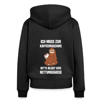 Kaffee Zubehör Koffein Getränk Wachmacher Kaffee - Frauen Premium Bio Zip Hoodie - Schwarz - Hinten - Julia (174cm)