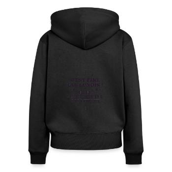 Libérée délivrée retraitée, cadeau retraite - Sweat à capuche zippé Premium bio Femme - noir - Dos - Julia (174cm)