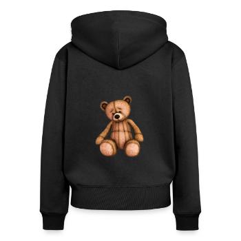 Teddybär - Frauen Premium Bio Zip Hoodie - Schwarz - Hinten - Julia (174cm)