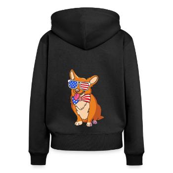 4 juillet Couleurs nationales Fête nationale des États-Unis - Sweat à capuche zippé Premium bio Femme - noir - Dos - Julia (174cm)