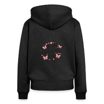 Queef Queen Queefed Humour adulte Queefing - Sweat à capuche zippé Premium bio Femme - noir - Dos - Julia (174cm)