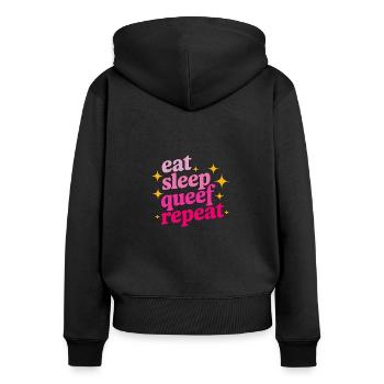Queef Queen Queefed Humour adulte Queefing - Sweat à capuche zippé Premium bio Femme - noir - Dos - Julia (174cm)