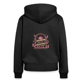 Queef Queen Queefed Humour adulte Queefing - Sweat à capuche zippé Premium bio Femme - noir - Dos - Julia (174cm)