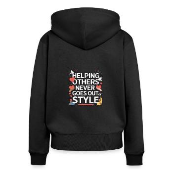 Compassion Humanity Motivational Empathy Kindness - Women's Premium Organic Zip Hoodie - black - Back - Julia (174cm)