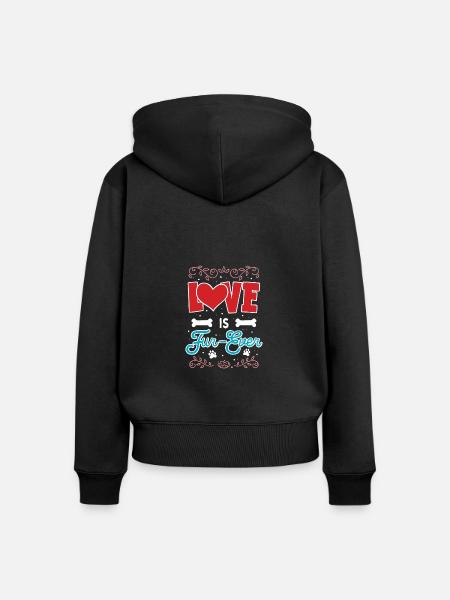 Love is Fur-Ever - Frauen Premium Bio Zip Hoodie - Schwarz