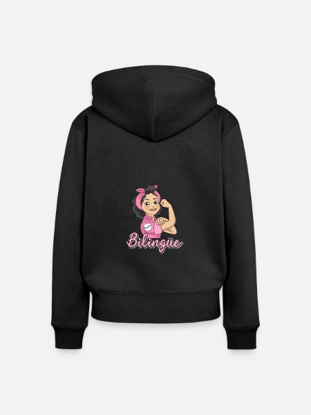 Bilingüe - Frauen Premium Bio Zip Hoodie - Schwarz